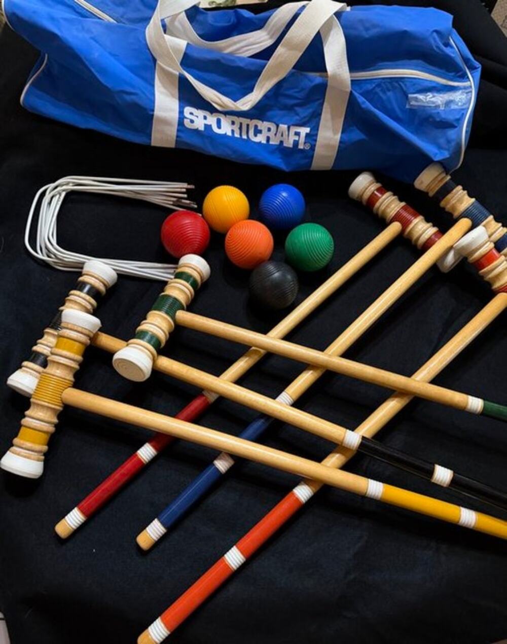 Vintage Sportcraft Croquet Set With Carrying Bag 6 Player Outdoor Games